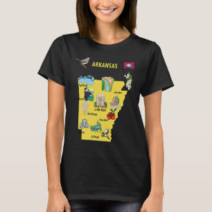 Camiseta Mapa estatal de Arkansas de las principales ciudad