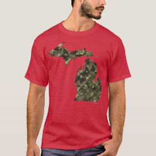 Camiseta Mapa estatal de Camo Michigan Detroit Mitten