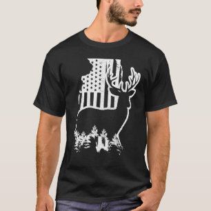 Camiseta Mapa estatal de caza de alces de Illinois Bandera 