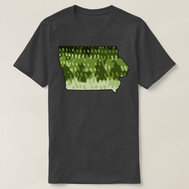 Camiseta Mapa estatal de Iowa Pesca de Base de Bass Largemo (Diseño del anverso)