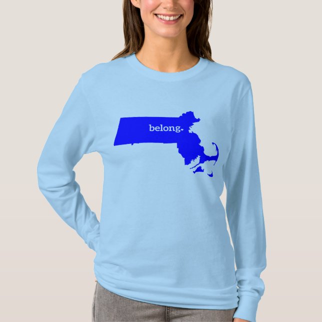 Camiseta Mapa estatal de Massachusetts Pertenece (Anverso)