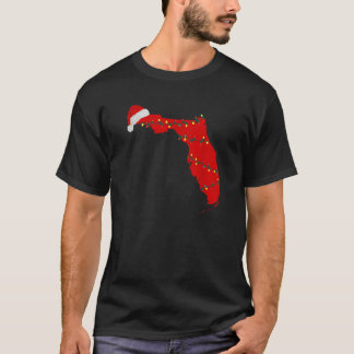 Camiseta Mapa estatal de Navidades de Florida enciende Trop