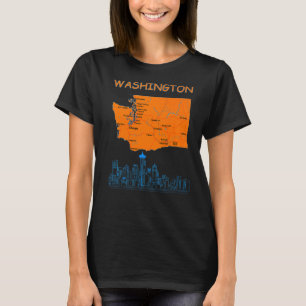 Camiseta Mapa Estatal De Washington, Línea De Esquina De La