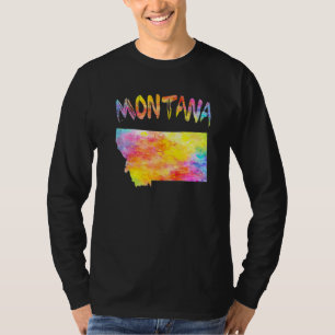 Camiseta Mapa estatal multicolor de Montana acuarela digita