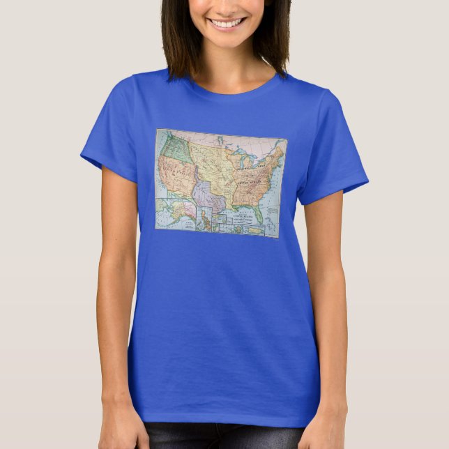Camiseta Mapa: Expansión de los Estados Unidos, 1905 (Anverso)
