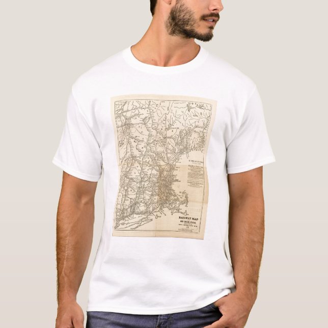 Camiseta Mapa ferroviario Estados de Nueva Inglaterra (Anverso)