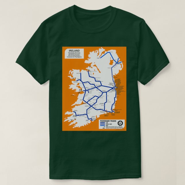Camiseta Mapa ferroviario irlandés 1969 1 (Diseño del anverso)