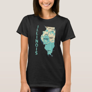 Camiseta Mapa Físico De Los Grandes Lagos De Ciudades Del E