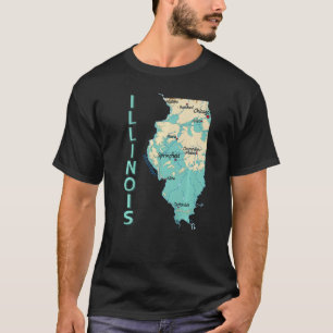 Camiseta Mapa Físico De Los Grandes Lagos De Ciudades Del E