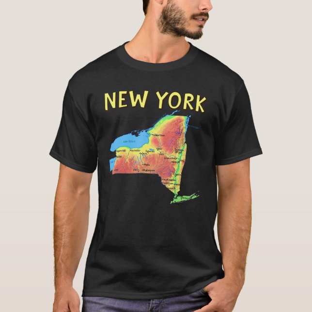 Camiseta Mapa Físico De Los Ríos De Los Grandes Lagos De Nu (Anverso)