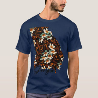 Camiseta Mapa floral de los Estados Unidos Georgia Mapa de