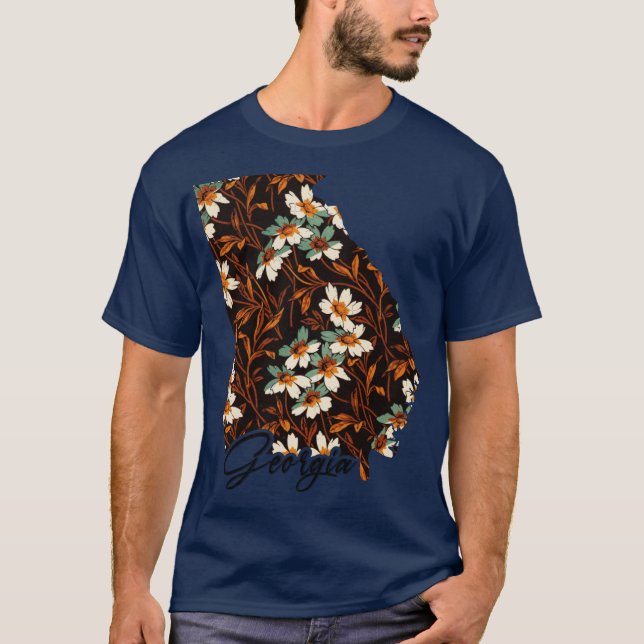 Camiseta Mapa floral de los Estados Unidos Georgia Mapa de  (Anverso)