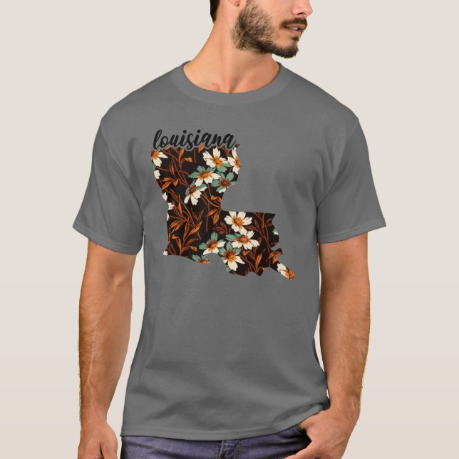 Camiseta Mapa floral de los Estados Unidos Mapa de (Anverso)