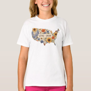 Camiseta Mapa Floral del 250 Aniversario de los Estados Uni