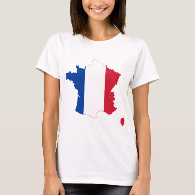 Camiseta Mapa franco de la bandera de Francia (Anverso)