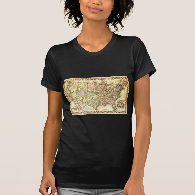 Camiseta Mapa general de Vintage Old USA (Anverso)