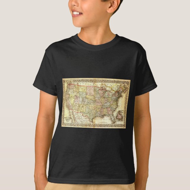 Camiseta Mapa general de Vintage Old USA (Anverso)