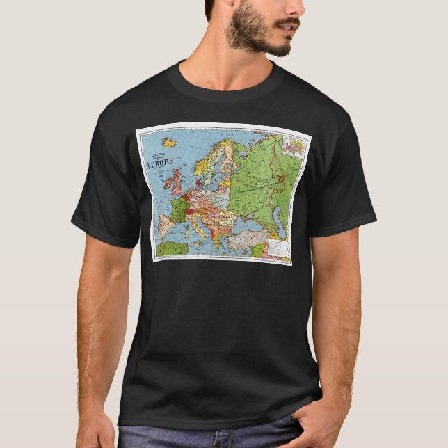Camiseta Mapa general del siglo XX de la Vieja Europa (Anverso)