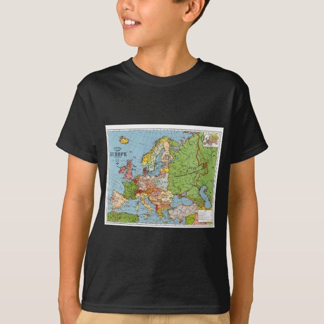 Camiseta Mapa general del siglo XX de la Vieja Europa (Anverso)