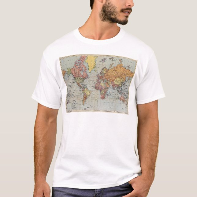 Camiseta Mapa general vintage del mundo (Anverso)