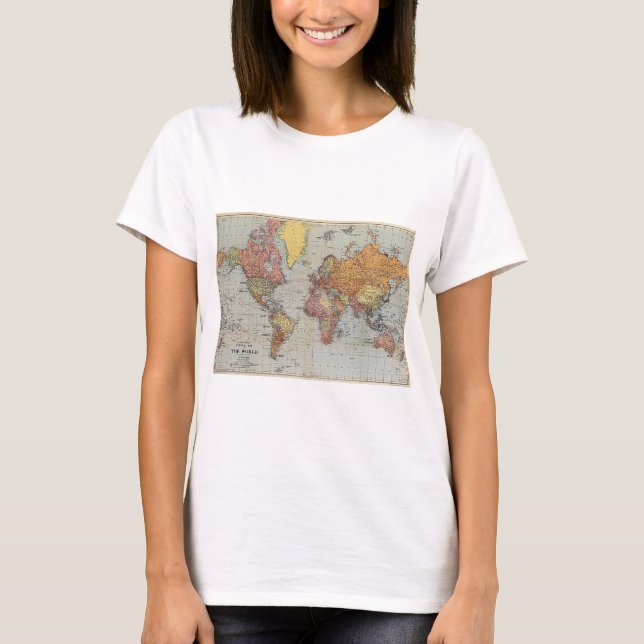 Camiseta Mapa general vintage del mundo (Anverso)