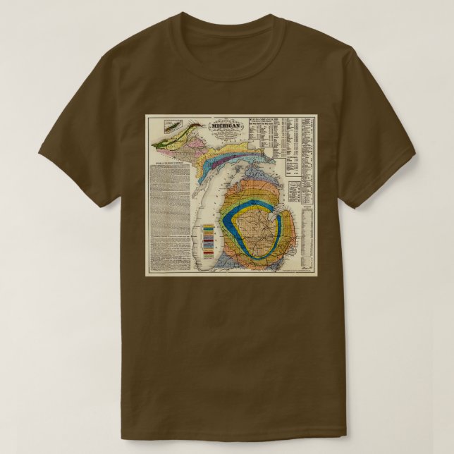 Camiseta Mapa geológico de Michigan 1865 (Diseño del anverso)