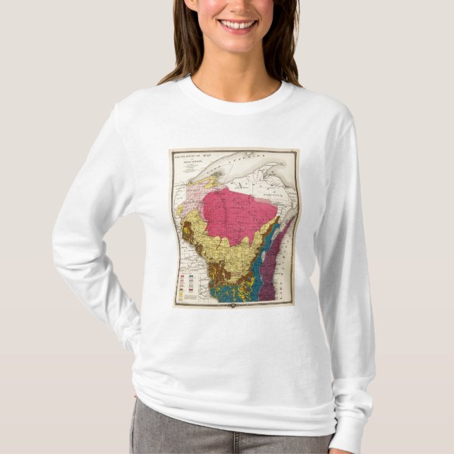 Camiseta Mapa geológico de Wisconsin (Anverso)