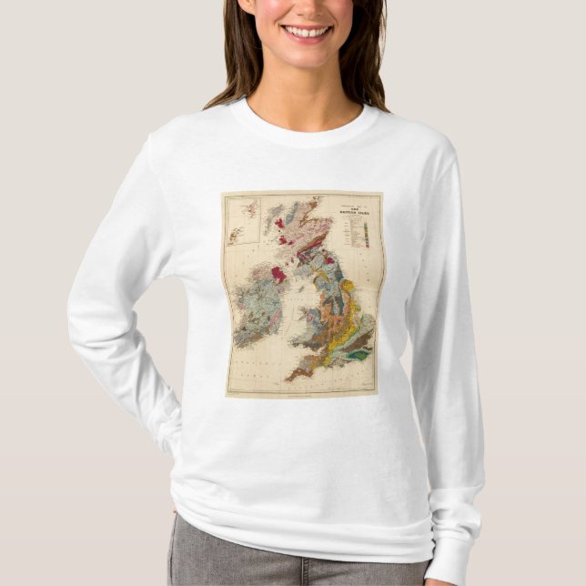 Camiseta Mapa geológico, islas británicas (Anverso)