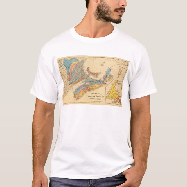 Camiseta Mapa geológico, provincias marítimas (Anverso)