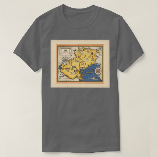 Camiseta Mapa gráfico del Véneto Italia Pequeño mapa colori (Diseño del anverso)