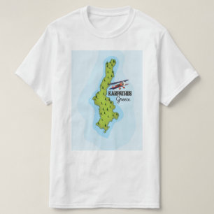 Camiseta Mapa griego de Karpathos Afiche de viaje ilustrado