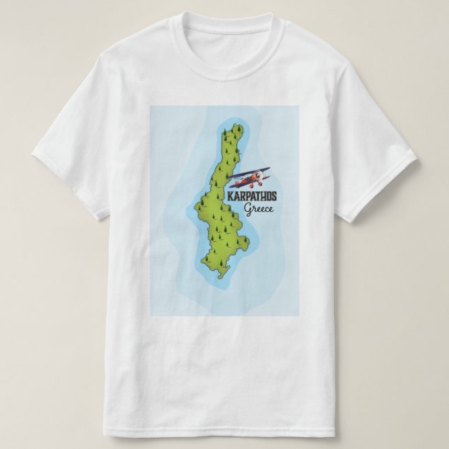 Camiseta Mapa griego de Karpathos Afiche de viaje ilustrado (Diseño del anverso)