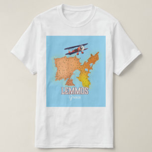 Camiseta Mapa griego de Lemmos Afiche de viaje ilustrado