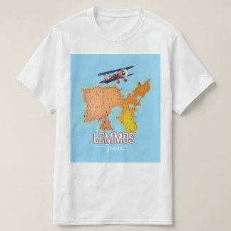 Camiseta Mapa griego de Lemmos Afiche de viaje ilustrado