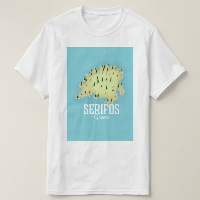 Camiseta Mapa griego de Serifos Afiche de viaje ilustrado (Diseño del anverso)