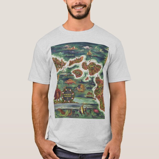 Camiseta Mapa histórico de antiguas islas de Hawái (Anverso)