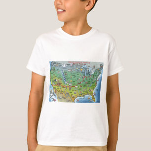 Camiseta Mapa histórico del dibujo animado de la ruta 66