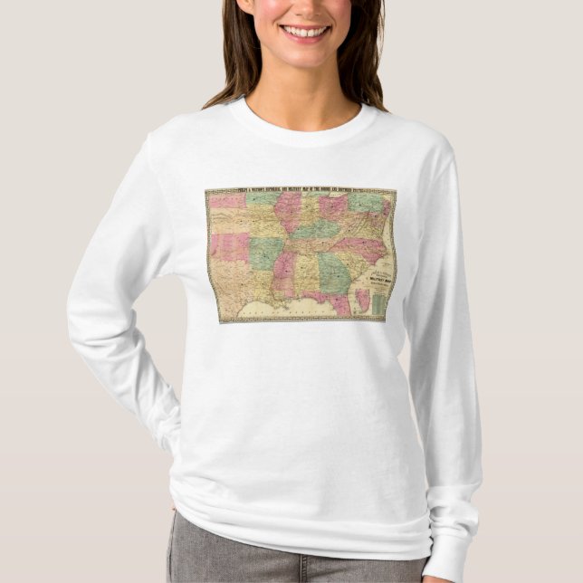 Camiseta Mapa histórico y militar de los E.E.U.U. (Anverso)