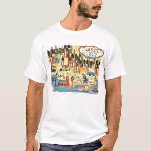 Camiseta Mapa ilustrado California de Santa Cruz