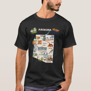 Camiseta Mapa ilustrado de Arizona en las ciudades de los E