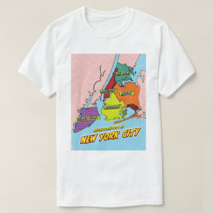 Camiseta Mapa ilustrado de arte pop en Nueva York