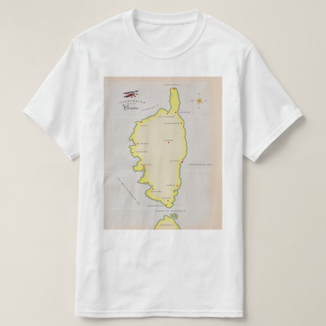 Camiseta Mapa ilustrado de Córcega (Diseño del anverso)