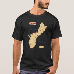 Camiseta Mapa Ilustrado De Guam Las Principales Ciudades Ro