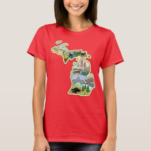Camiseta Mapa ilustrado de la época del Gran Lago Estatal M