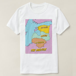 Camiseta Mapa ilustrado de los Estados Bálticos al estilo P