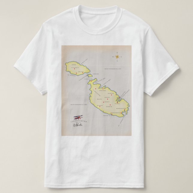 Camiseta Mapa ilustrado de Malta (Diseño del anverso)