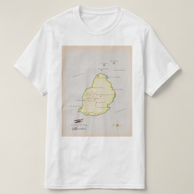Camiseta Mapa ilustrado de Mauricio (Diseño del anverso)