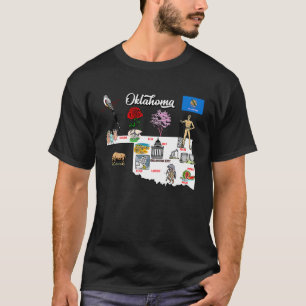 Camiseta Mapa ilustrado de Oklahoma en el mapa de ciudades