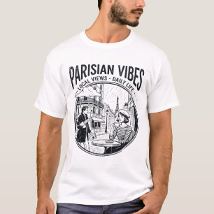Camiseta Mapa Ilustrado de París Escena de la Ciudad de Fra