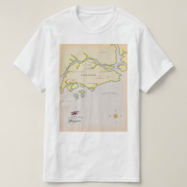 Camiseta Mapa ilustrado de Singapur (Diseño del anverso)